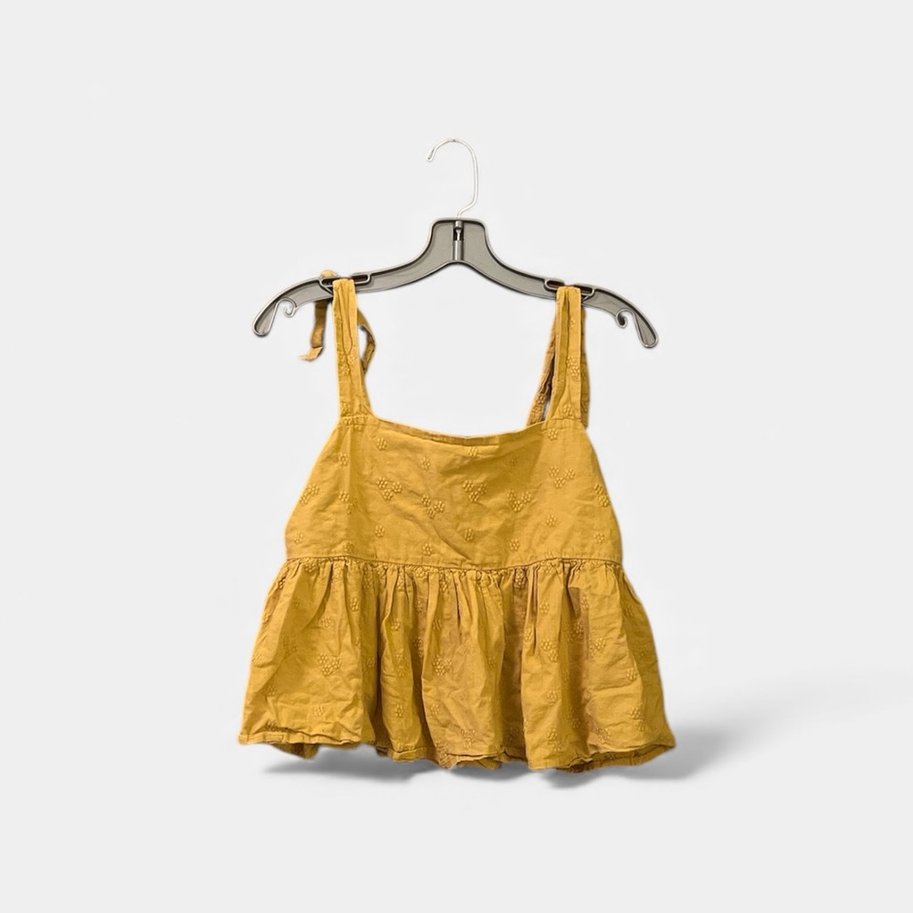 June & Hudson Mustard Yellow Peplum Tank Top